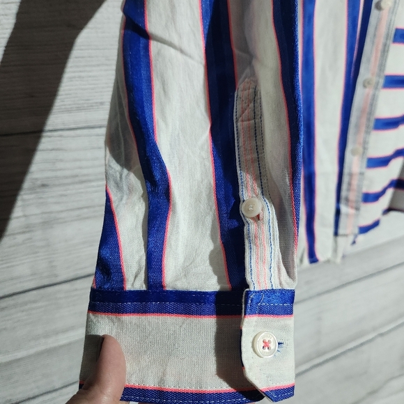 NWT Joules Blue and White Striped Linen Blend Shirt, Size 8 - Picture 4 of 10